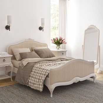 Ivory Upholstered Bedstead - Sizes Available