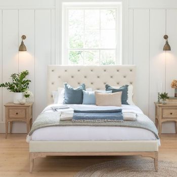Toulon Cream Fabric Bed - Sizes Available
