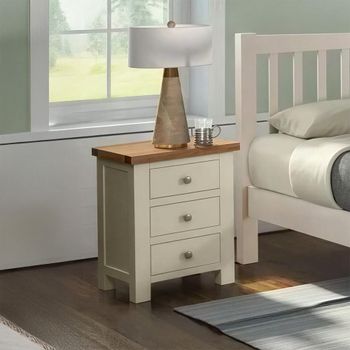 Lundy Ivory Painted 3 Drawer Bedside Cabinet