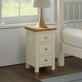 Lundy Ivory Painted 3 Drawer Compact Bedside Cabinet