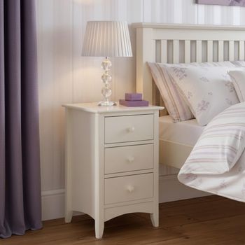Cameo White 3 Drawer Bedside Cabinet