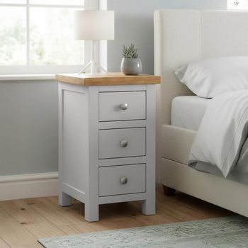 Lundy Grey Painted 3 Drawer Compact Bedside Cabinet