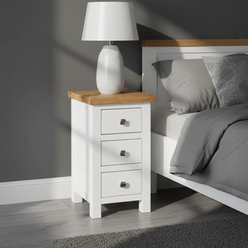 Lundy White Painted 3 Drawer Compact Bedside Cabinet