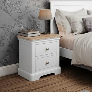 Cromwell White Painted 2 Drawer Bedside Cabinet