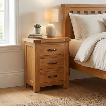 Somer Oak 3 Drawer Bedside Cabinet