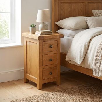 Somer Oak 3 Drawer Compact Bedside Cabinet
