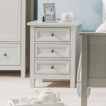 Maine Grey 3 Drawer Bedside Cabinet