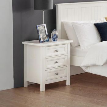 Maine White 3 Drawer Bedside Cabinet