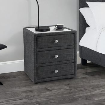Sorrento Grey 3 Drawer Bedside Cabinet