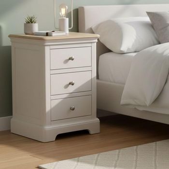 Cromwell Grey Painted 3 Drawer Bedside Cabinet