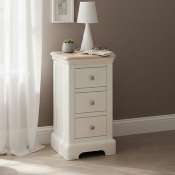 Cromwell Grey Painted 3 Drawer Compact Bedside Cabinet