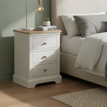 Cromwell White Painted 3 Drawer Bedside Cabinet
