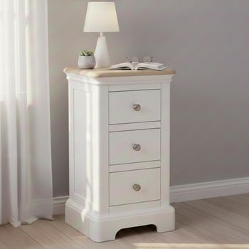Cromwell White Painted 3 Drawer Compact Bedside Cabinet
