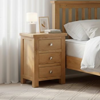 Appleby Oak 3 Drawer Bedside Cabinet
