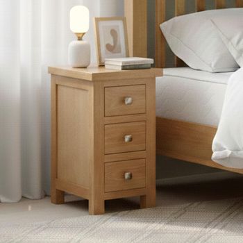 Appleby Oak Compact 3 Drawer Bedside Cabinet