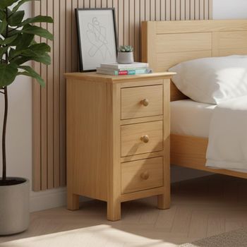 Arlington Oak Compact 3 Drawer Bedside Cabinet
