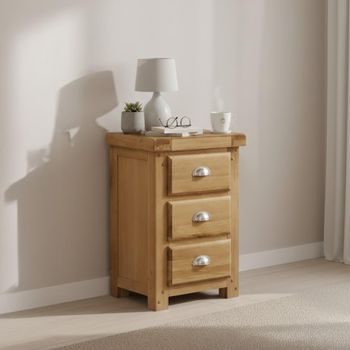 Newbridge Oak 3 Drawer Bedside Cabinet