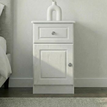 Pembroke White 1 Door 1 Drawer LHF Bedside Cabinet