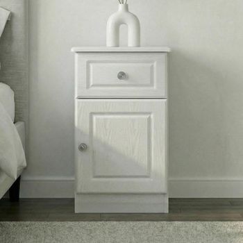 Pembroke White 1 Door 1 Drawer RHF Bedside Cabinet