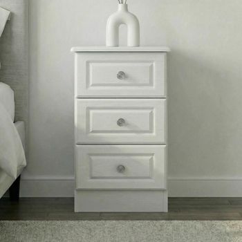 Pembroke White 3 Drawer Bedside Cabinet