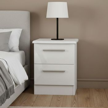 Knightsbridge White Gloss 2 Drawer Bedside Cabinet