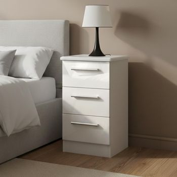 Knightsbridge White Gloss 3 Drawer Bedside Cabinet