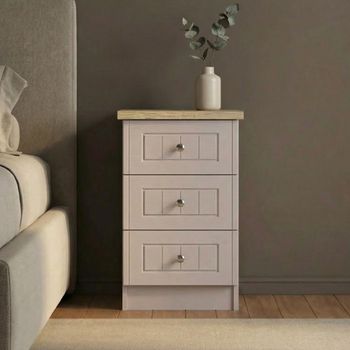 Vienna Cashmere 3 Drawer Bedside Cabinet