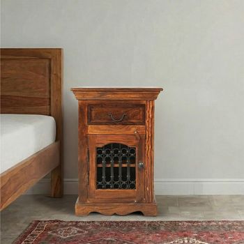 Indian Sheesham LHF Door 1 Drawer Bedside Cabinet