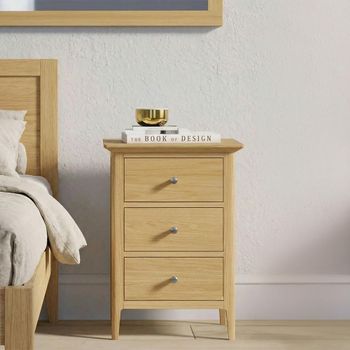 Selene Oak 3 Drawer Bedside Cabinet