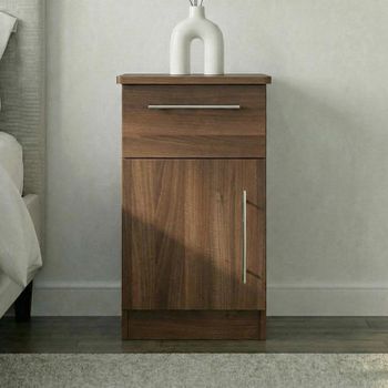 Sherwood Walnut 1 Door 1 Drawer Bedside Cabinet