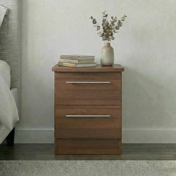 Sherwood Walnut 2 Drawer Bedside Cabinet