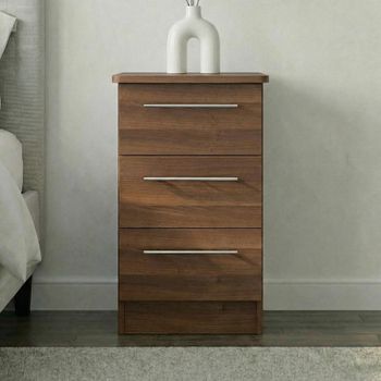 Sherwood Walnut 3 Drawer Bedside Cabinet