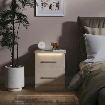Paris Cashmere 2 Drawer Bedside Cabinet