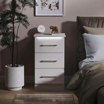 Paris Cashmere 3 Drawer Bedside Cabinet