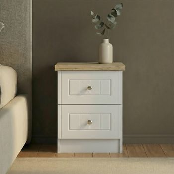 Vienna Porcelain 2 Drawer Bedside Cabinet