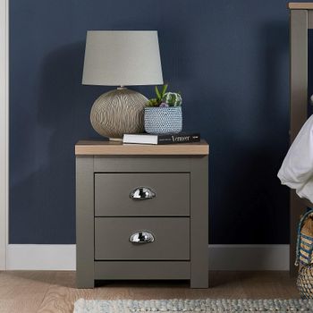 Highgate Dark Grey Painted 2 Drawer Bedside Cabinet