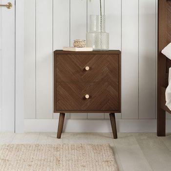 Herringford Walnut 2 Drawer Bedside Cabinet