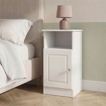 Crystal White 1 Door Bedside Cabinet
