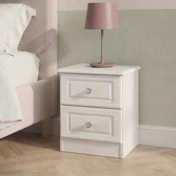 Crystal White 2 Drawer Bedside Cabinet