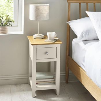 Somerset Compact Truffle Grey and Oak 1 Drawer Bedside Table
