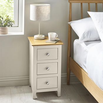 Somerset Compact Truffle Grey and Oak 3 Drawer Bedside Table