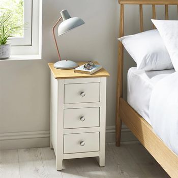 Somerset Compact White and Oak 3 Drawer Bedside Table