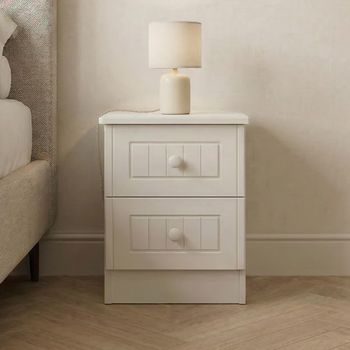Warwick White 2 Drawer Bedside Cabinet