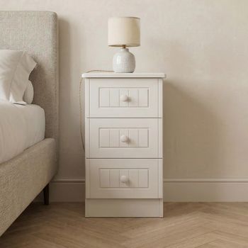 Warwick White 3 Drawer Bedside Cabinet