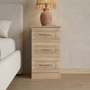 Dorset Oak 3 Drawer Bedside Cabinet