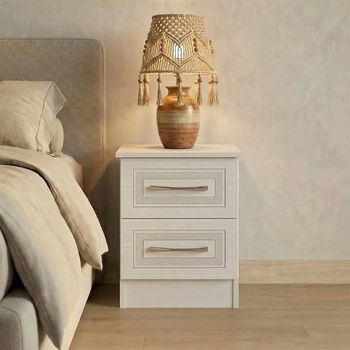 Dorset White 2 Drawer Bedside Cabinet