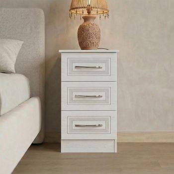 Dorset White 3 Drawer Bedside Cabinet