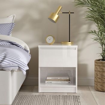 Naia White Gloss 1 Drawer Bedside Cabinet