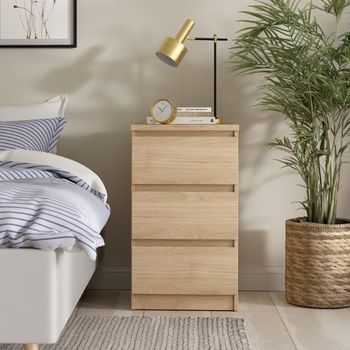 Naia Oak 3 Drawer Bedside Cabinet