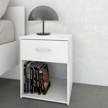 Space White 1 Drawer Bedside Cabinet
